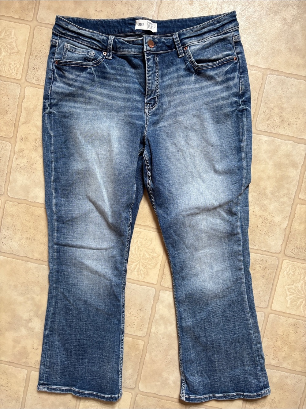 BKE Gabby Curvy Fit High Rise Bootcut Denim Blue Jeans Women’s size 34x29.5 tag